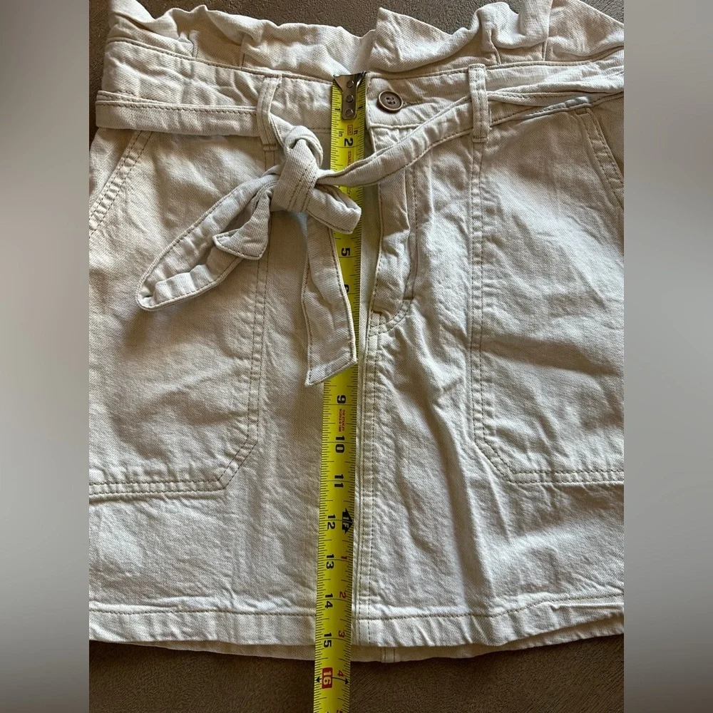 Free People Splendor In‎ The Grass Skirt Paper Bag Cotton Linen Oatmeal Size 10